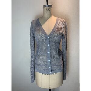 Studio y , sparkly grey open knit cardigan, small